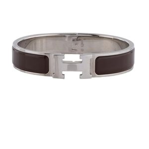 Hermes Palladium Clic H bangle bracelet brown